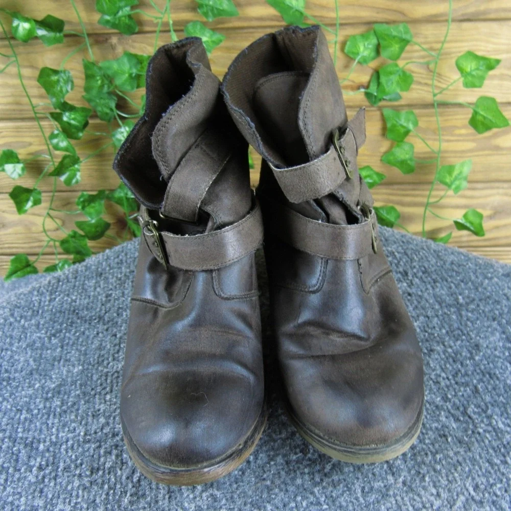 Rocket Dog Women's 9 Brown Faux Leather Ankle Boots Western‎ Style Buckle